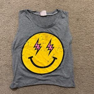 Firehouse Gray Tank Top with Yellow Smiley Face girls M